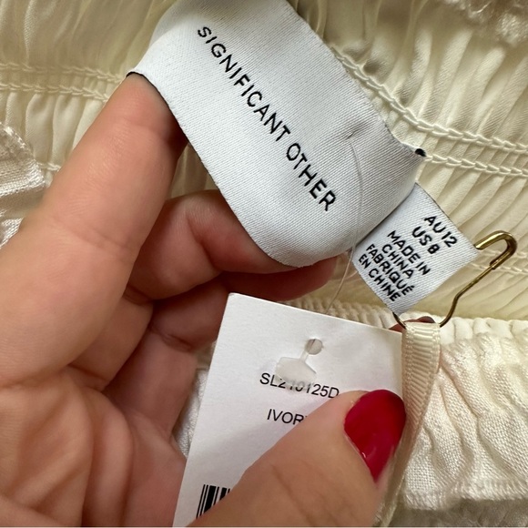 NWT Significant Other Emille Mini Linen Dress Cream white Smocked Dress short 8 - Picture 6 of 12